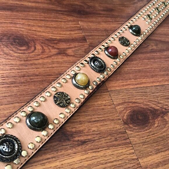 LeatherRock Stone and studded leather belt size S